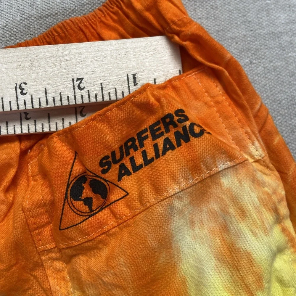 Vintage Shorts Mens L Surfer's Alliance Swim Trunks Tie Dye Orange Surf 90s